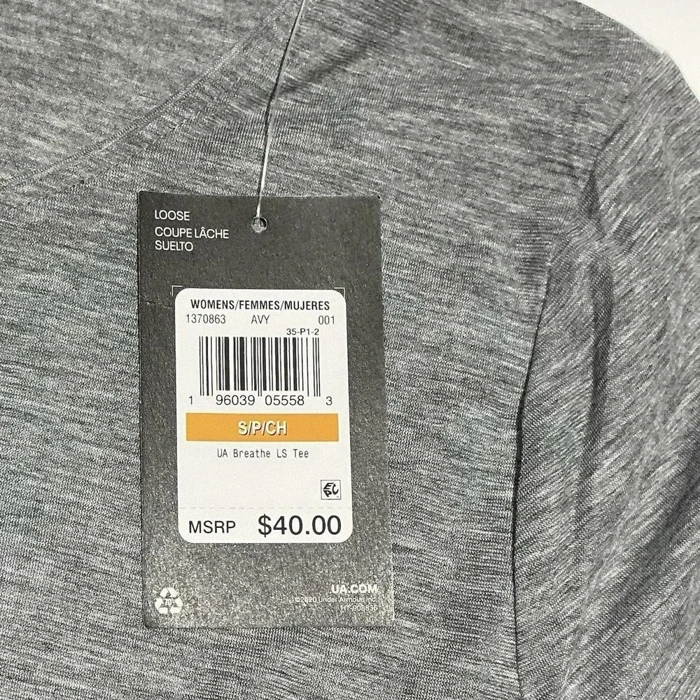 Under Armour Breathe Shirt Womens Small Gray Activewear Loose NWT Workout Gym - Picture 5 of 6